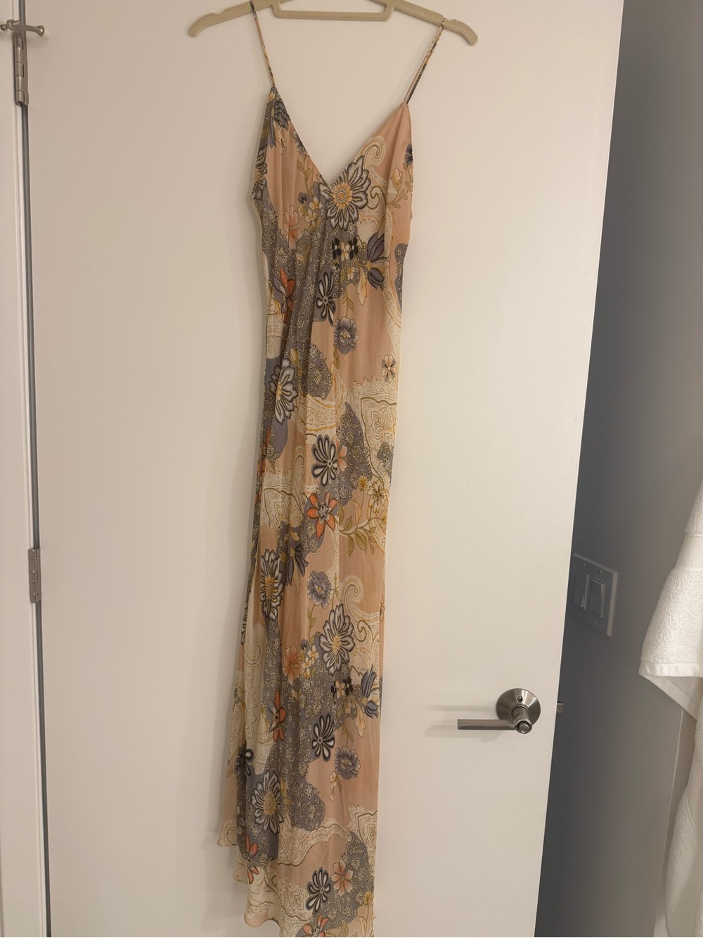 Zara Floral Slip Maxi Dress in Beige